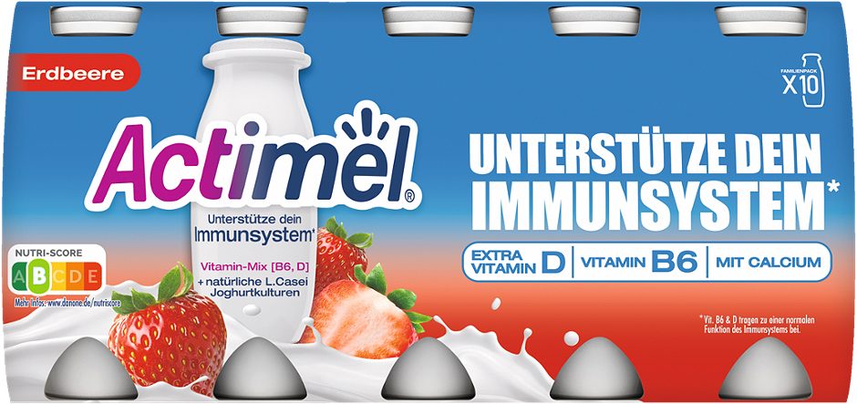 Danone Actimel Erdbeere 10x100g 1 KG EINWEG ohne Pfand