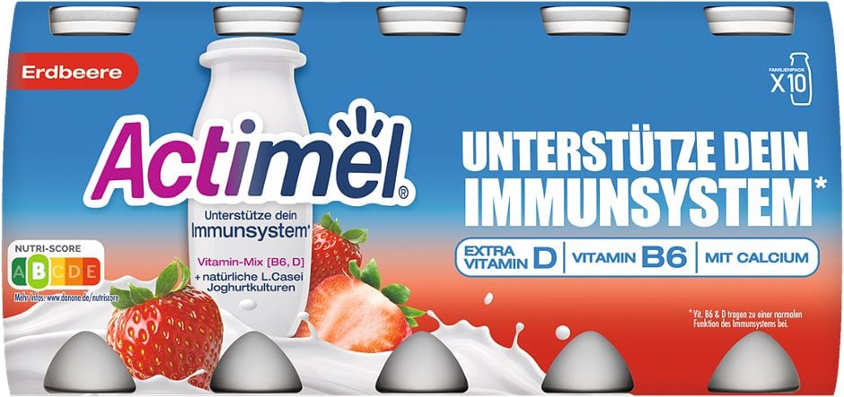Danone Actimel Erdbeere 10x100g 1 KG EINWEG ohne Pfand