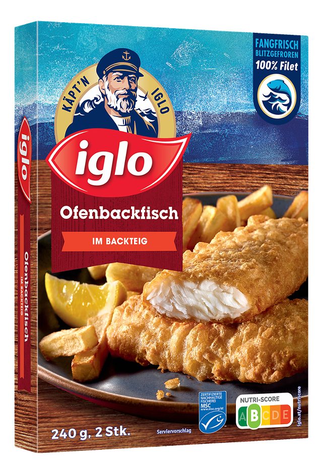 Iglo Meeresküche MSC Ofenbackfisch fangfrisch blitzgefroren 2 Stück 240 G