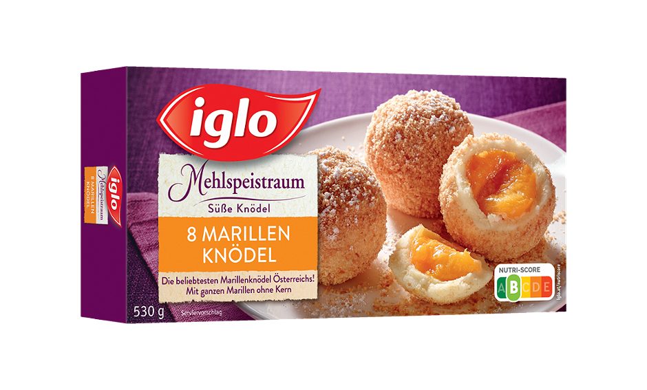 Iglo Mehlspeistraum Marillenknödel mit ganzer Marille ohne Kern 8 Stück 530 G