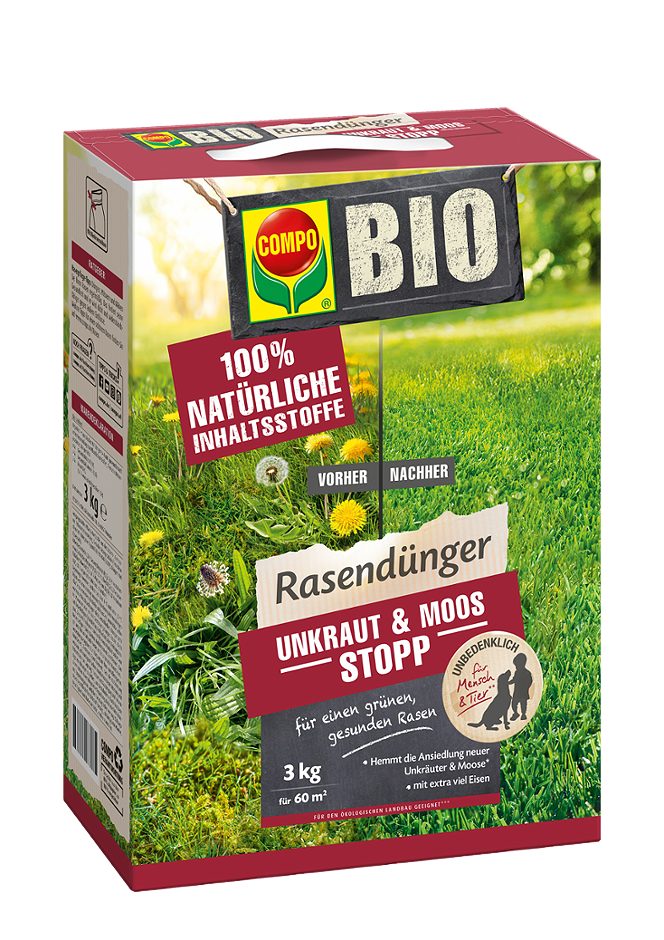 COMPO BIO-Rasendünger Unkraut und Moos-Stopp 3kg