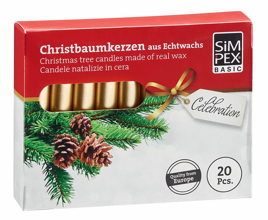 SIMPEX BASIC Celebration Baumkerzen 2er metallic gold