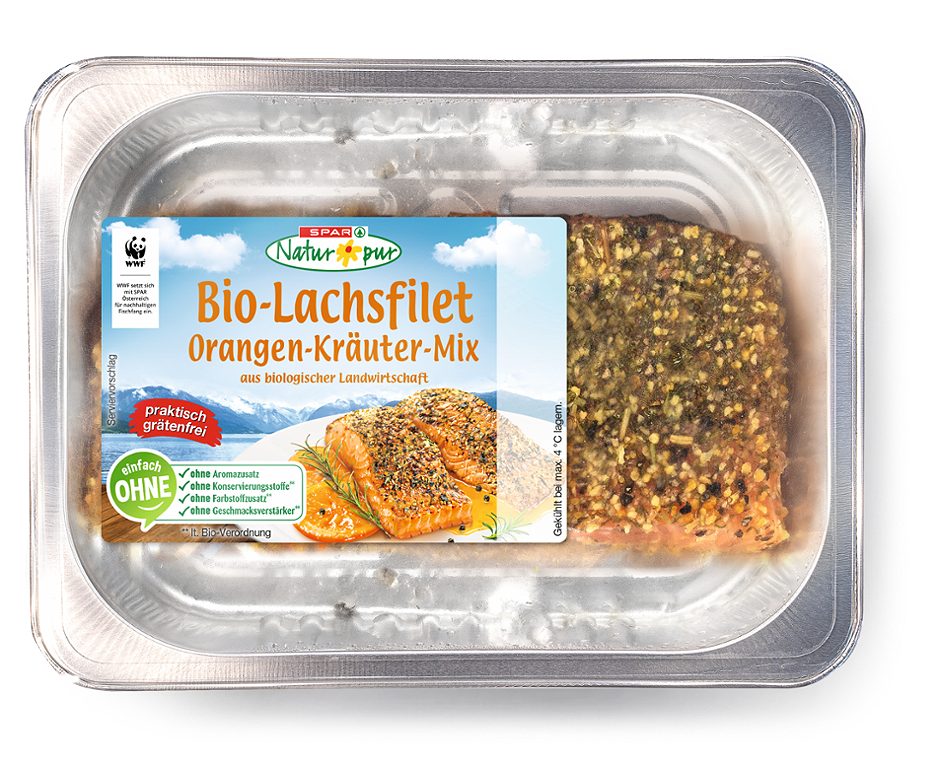 SPAR Natur*pur Bio-Lachsfilet Orangen-Kräuter-Mix 200 G