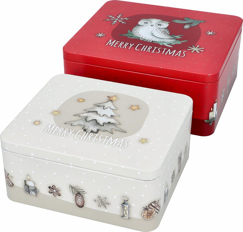 Birkmann Gebäckdosen-Set MerryChristmas groß, eckig, Größe L+XL