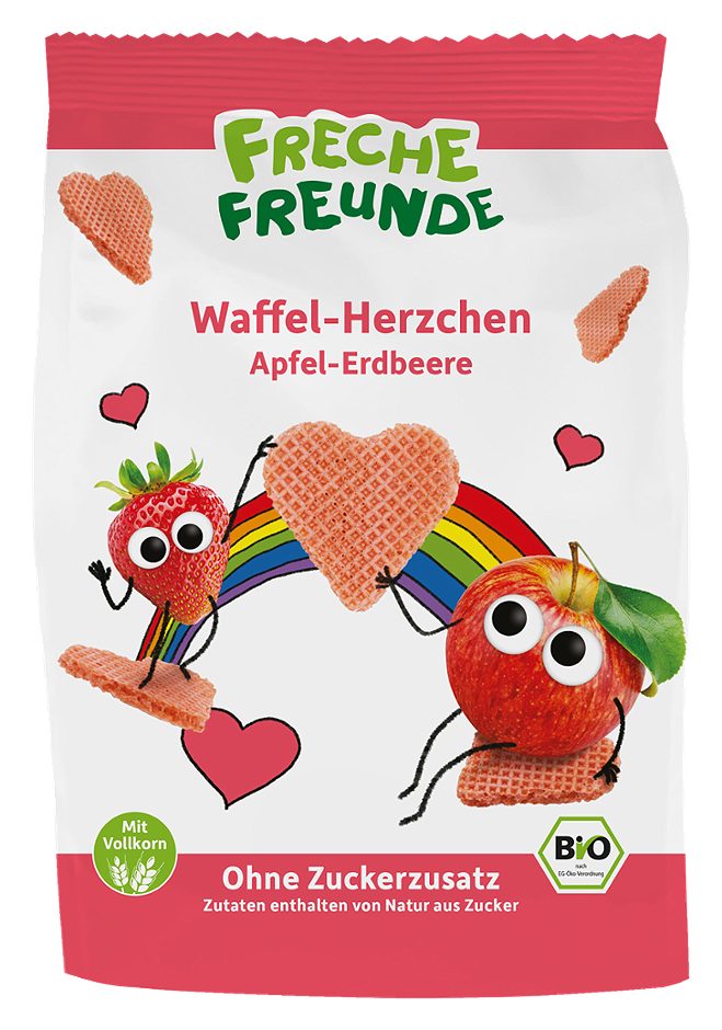 Freche Freunde Bio Waffel-Herzchen Apfel-Erdbeere 25 G