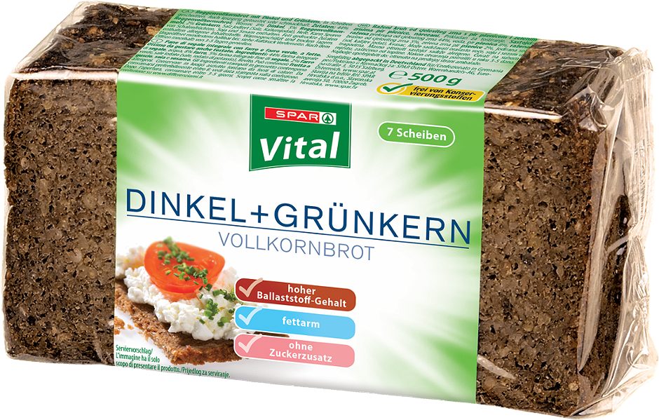 SPAR Vital Vollkornbrot Dinkel+Grünkern 7 Scheiben 500 G
