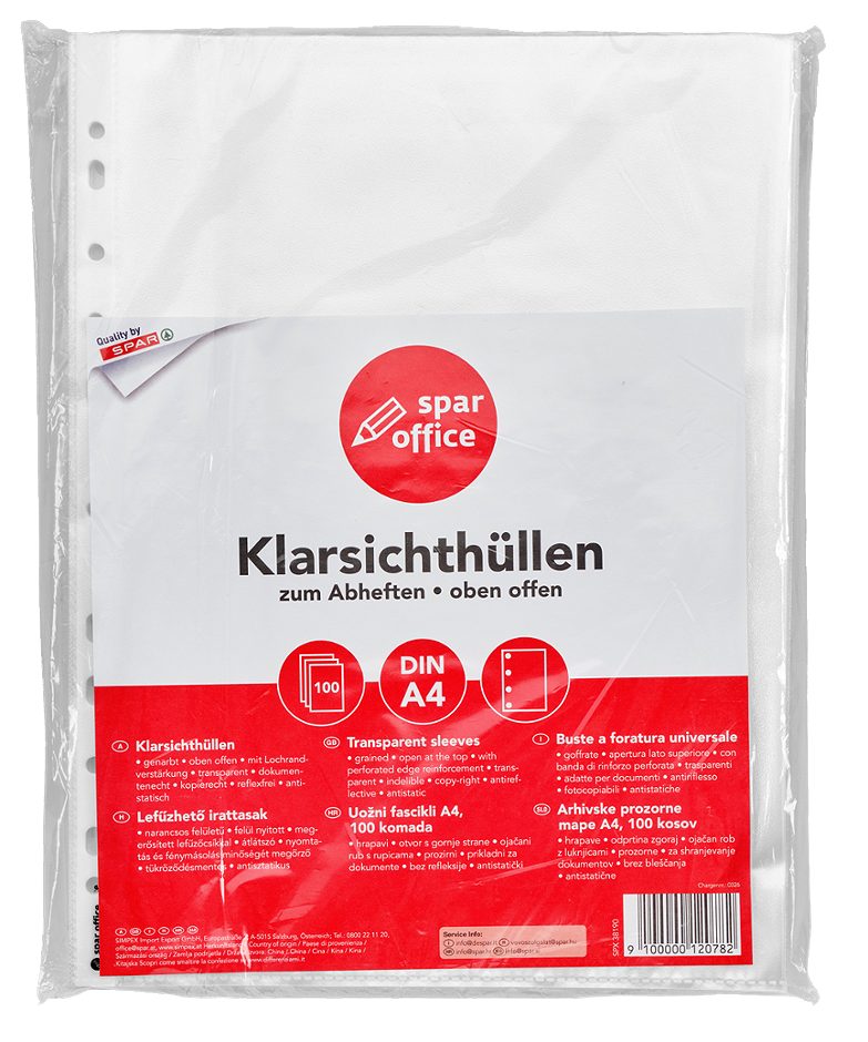 SPAR office Klarsichthüllen A4 100 Stück