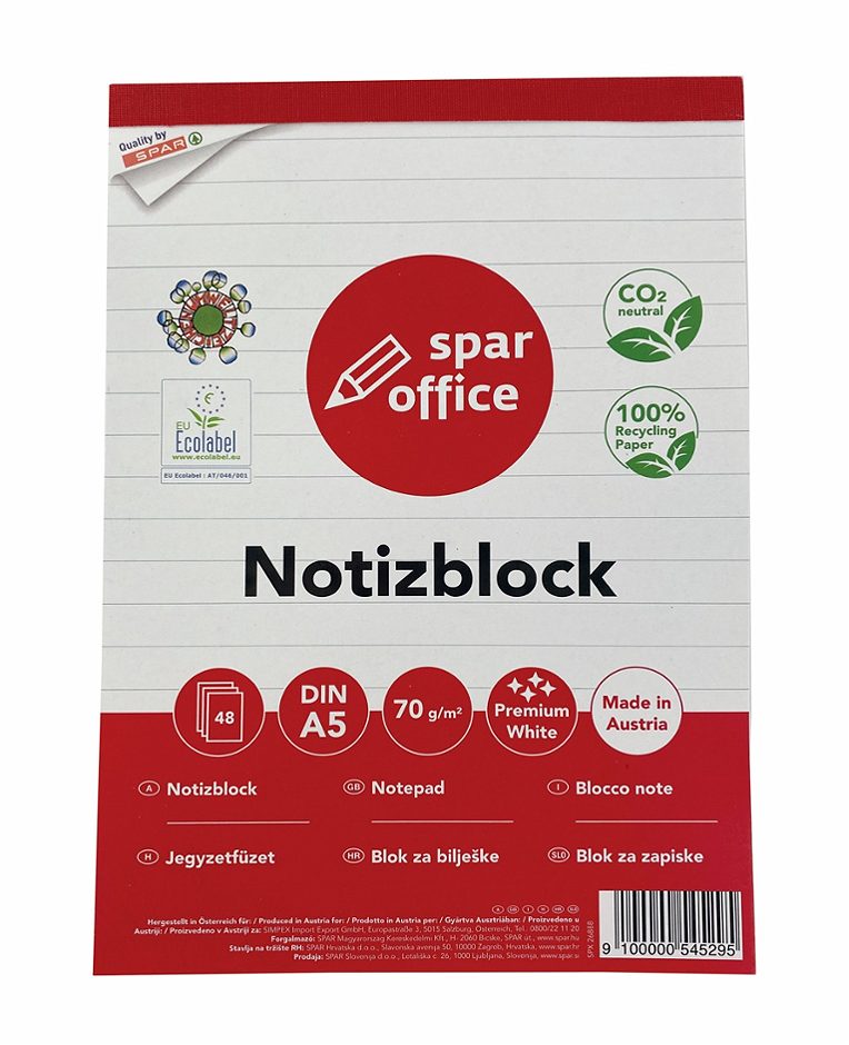 SPAR office Notizblock A5 liniert 48 Blatt A5 liniert, 48 Blatt