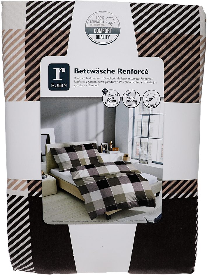 RUBIN Renforce Bettwäsche Karo 70x90 / 140x200cm