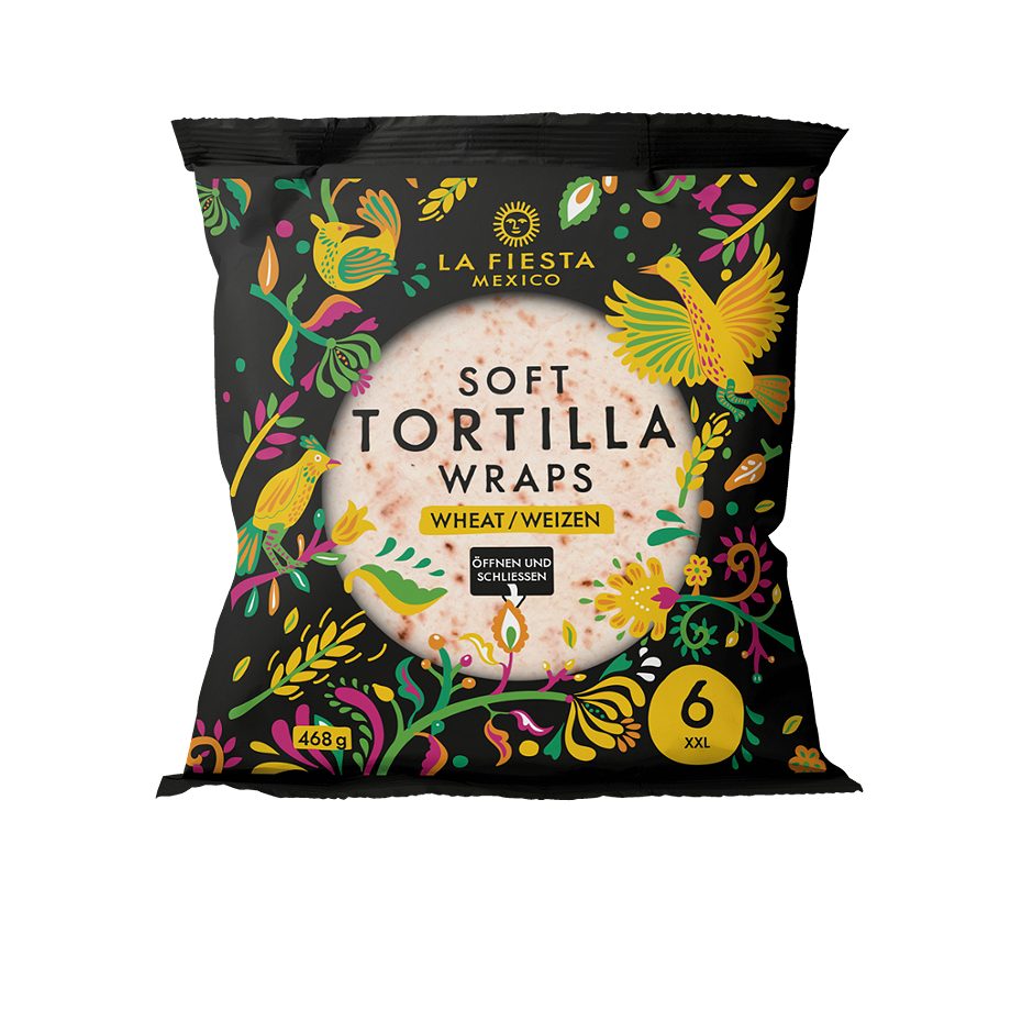 La Fiesta Mexico Soft Tortilla Wraps Weizen XXL 6 Stück 468 G