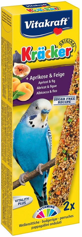 Vitakraft Kräcker Knabberstangen für Wellensittiche Aprikose & Feige 2 Stück 60 G