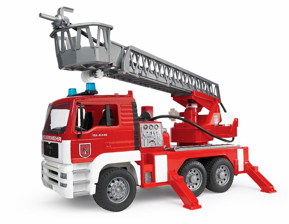 Bruder MAN Feuerwehr LKW mit Drehleiter und Wasserpumpe