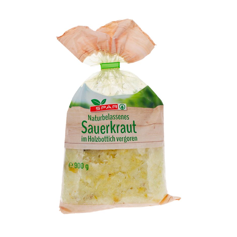 SPAR naturbelassenes Sauerkraut im Holzbottich vergoren 900 G