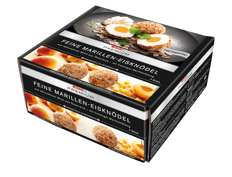 SPAR PREMIUM Feine Marillen-Eisknödel mit fruchtiger Marillenfüllung 4 Stück 460 G