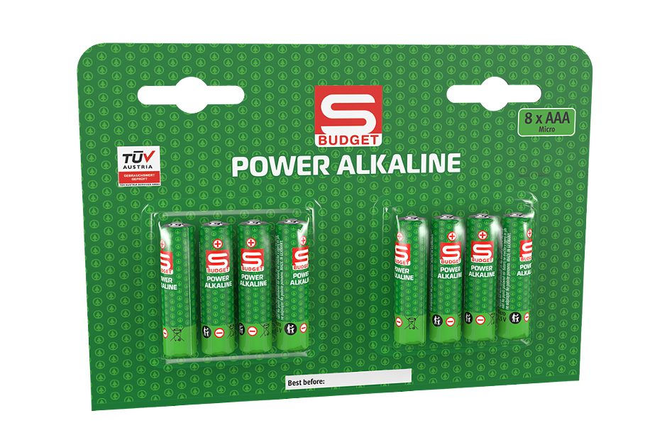 S-BUDGET Batterien Power Alkaline 8 Stück