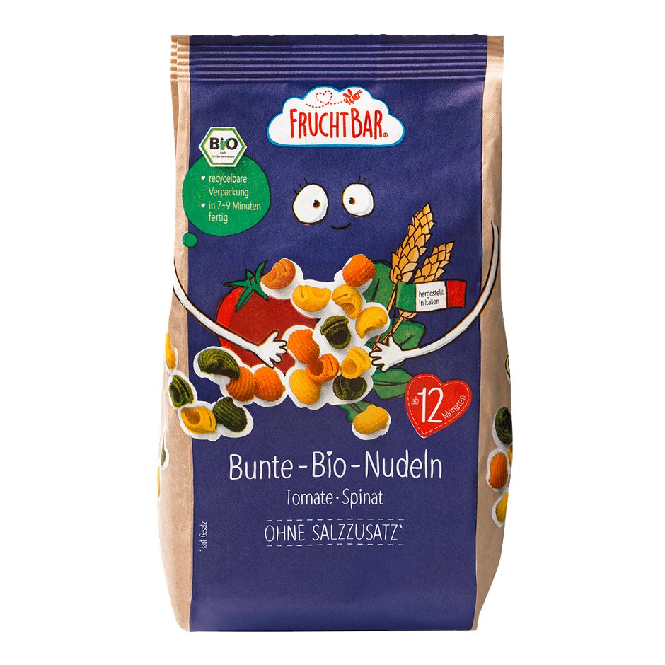 FruchtBar Bunte-Bio-Nudeln Tomate Spinat 300 G