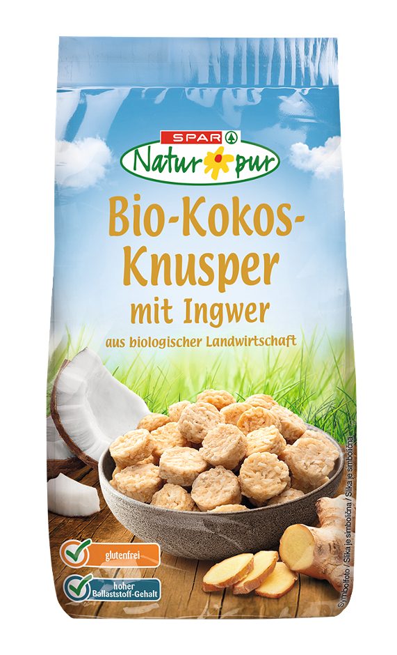 SPAR Natur*pur Bio-Kokos-Knusper mit Ingwer 150 G