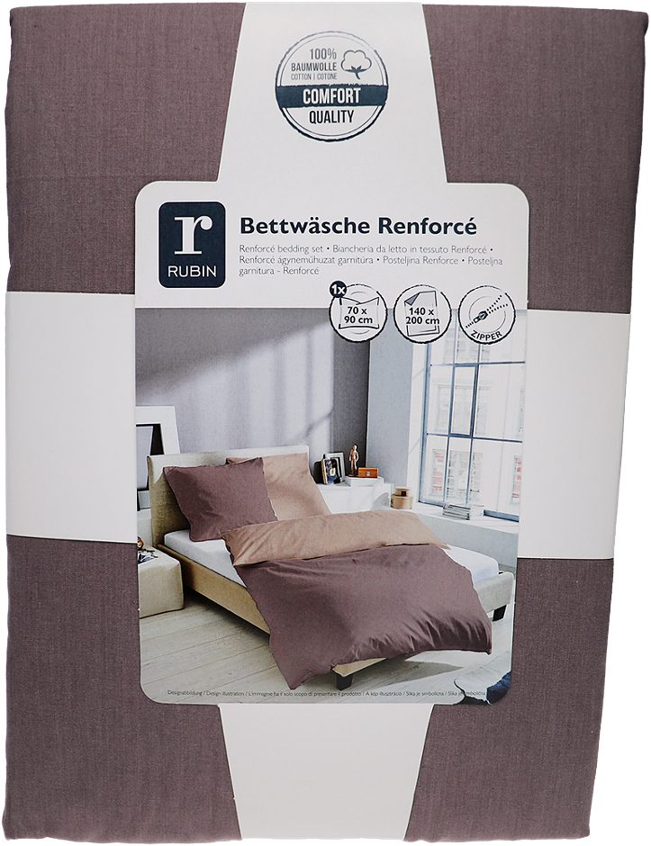 RUBIN Renforce Bettwäsche beige 70x90 / 140x200cm