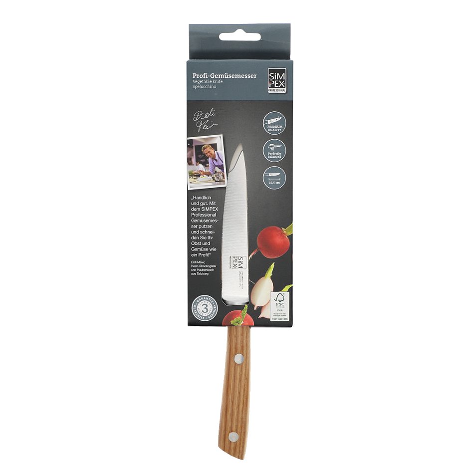 SIMPEX PROFESSIONAL Gemüsemesser mit Holzgriff 10 cm