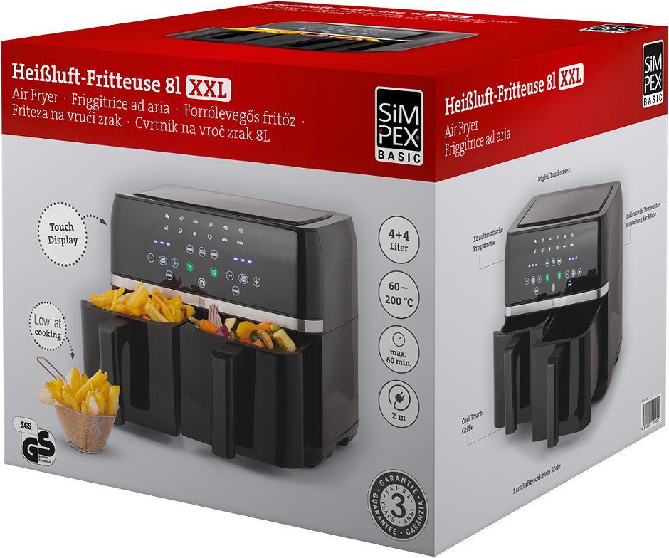 SIMPEX BASIC Doppelheißluftfritteuse 8 l Touch Display