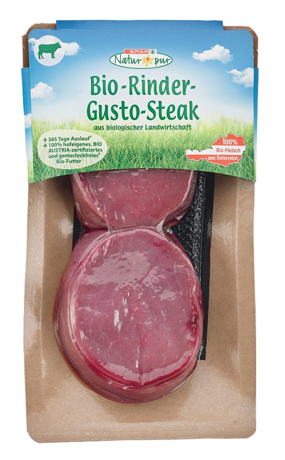 SPAR Natur*pur Bio-Rinder-Gusto-Steak ca. 350g per KG 1 KG