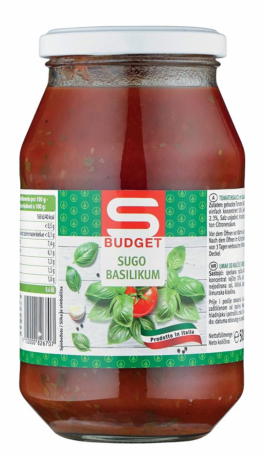 S-BUDGET Sugo Basilikum 500 G