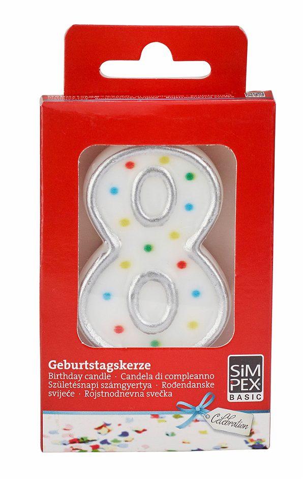SIMPEX BASIC Celebration Zahlenkerze 8 mit Halter
