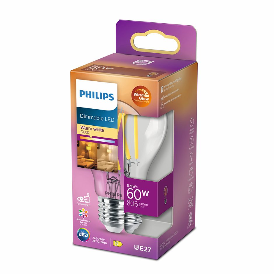 Philips LED WarmClow Birne E27 60W