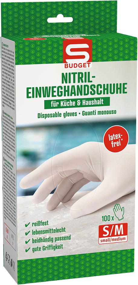 S-BUDGET Einweghandschuhe Größe: S/M 100 Stück