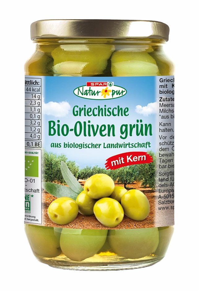 SPAR Natur*pur Bio-Oliven mit Kern 350 G