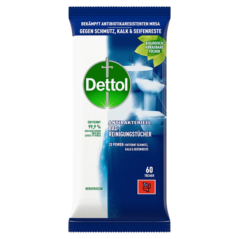 Dettol Badreinigungs-Tücher Bergfrische 60 Tücher