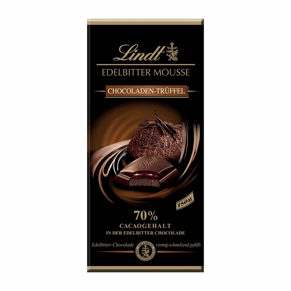 Lindt Edelbitter Mousse gefüllte Edelbitter-Schokolade Chocoladen-Trüffel 150 G