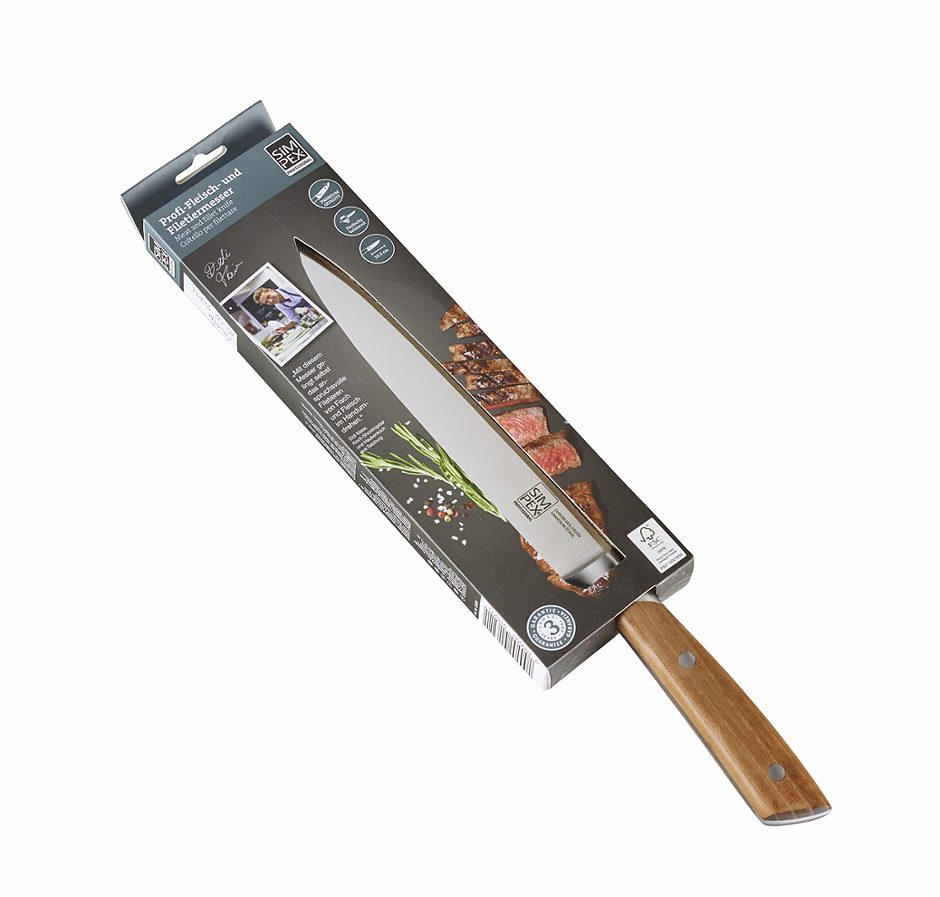 SIMPEX PROFESSIONAL Fleischmesser mit Holzgriff 20 cm
