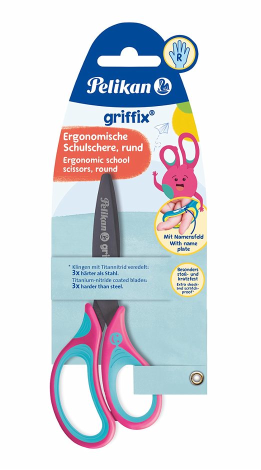 Pelikan Schere Griffix, pink Rechtshänder