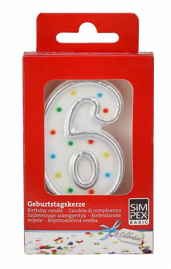 SIMPEX BASIC Celebration Zahlenkerze 6 mit Halter