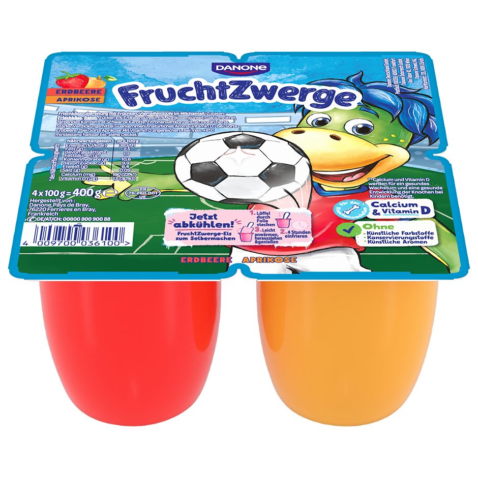 Danone Fruchtzwerge Erdbeere, Aprikose 400 G