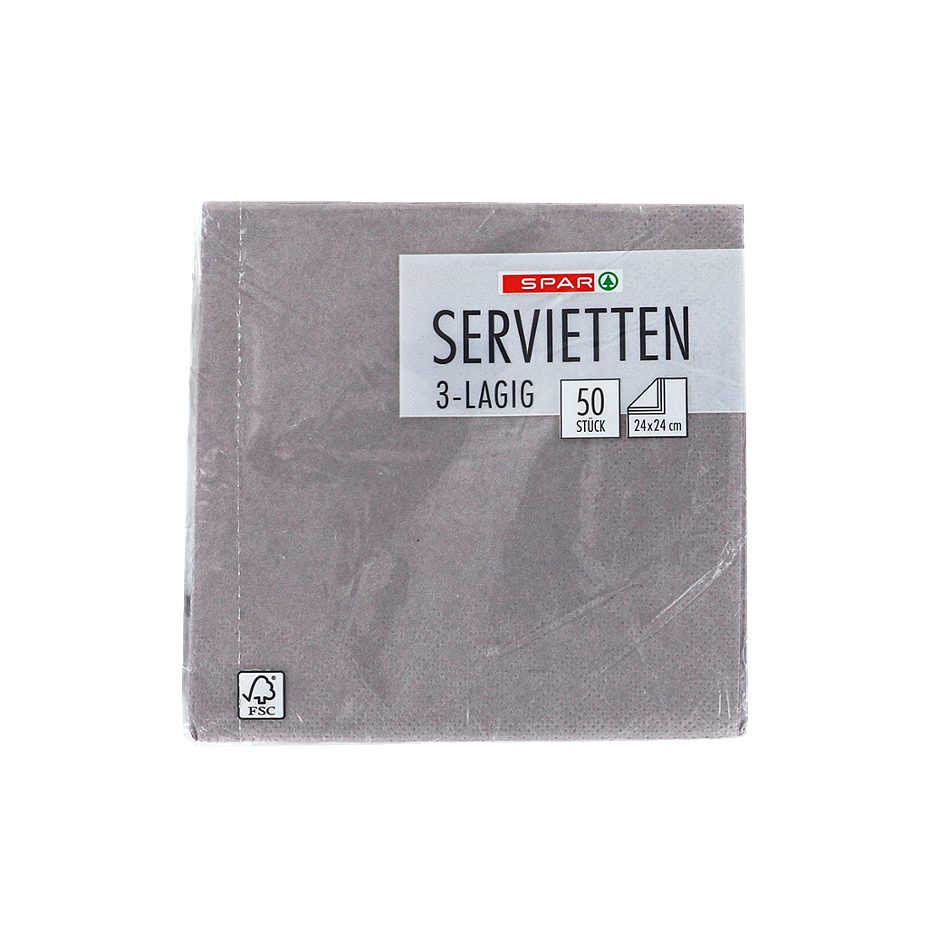 SPAR Servietten 24x24 hellgrau 50 Stück