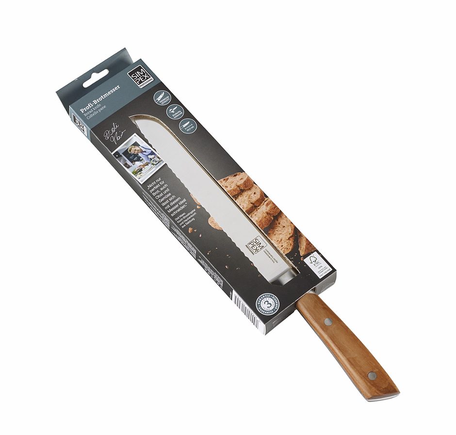 SIMPEX PROFESSIONAL Brotmesser mit Holzgriff 20 cm