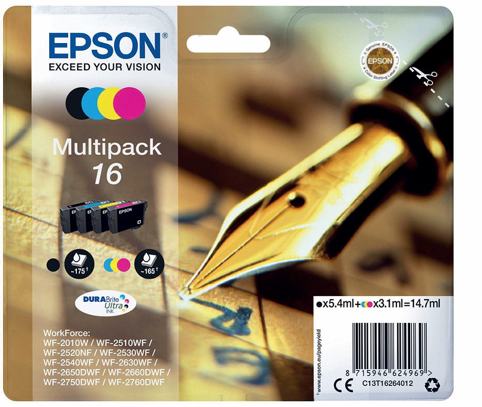Epson Tintenpatronen T1626 Kombi-Pack sw/g/c/m 8,5 ML