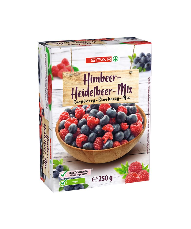 SPAR Himbeere-Heidelbeere-Mix tiefgekühlt 250 G
