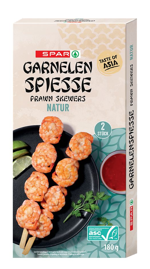 SPAR ASIA Garnelenspieße natur 2 Stück 180 G