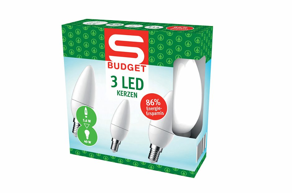 S-BUDGET LED Kerze E14 40W matt 3er