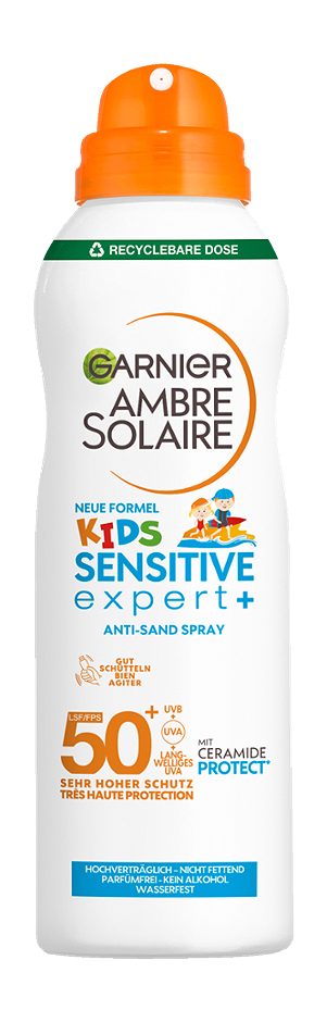 Garnier Ambre Solaire Anti-Sand-Sonnenschutz Spray Kids sensitive expert+ LSF50+ 150ml