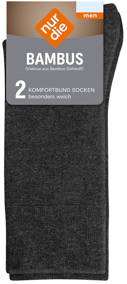 Nur Die Herren Socken Bambus, anthrazit, 39/42 2er