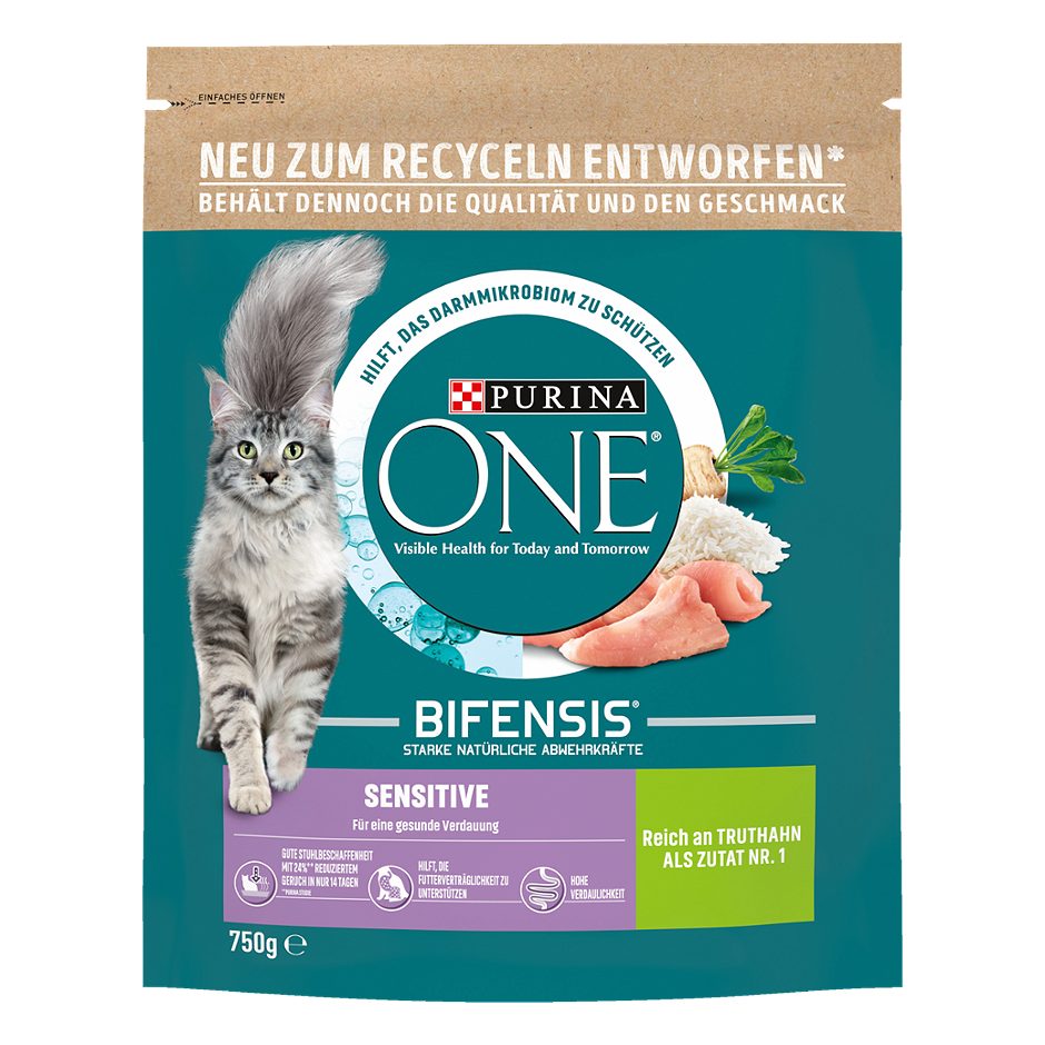 Purina One Sensitive Katzentrockennahrung Sensitive 750 G