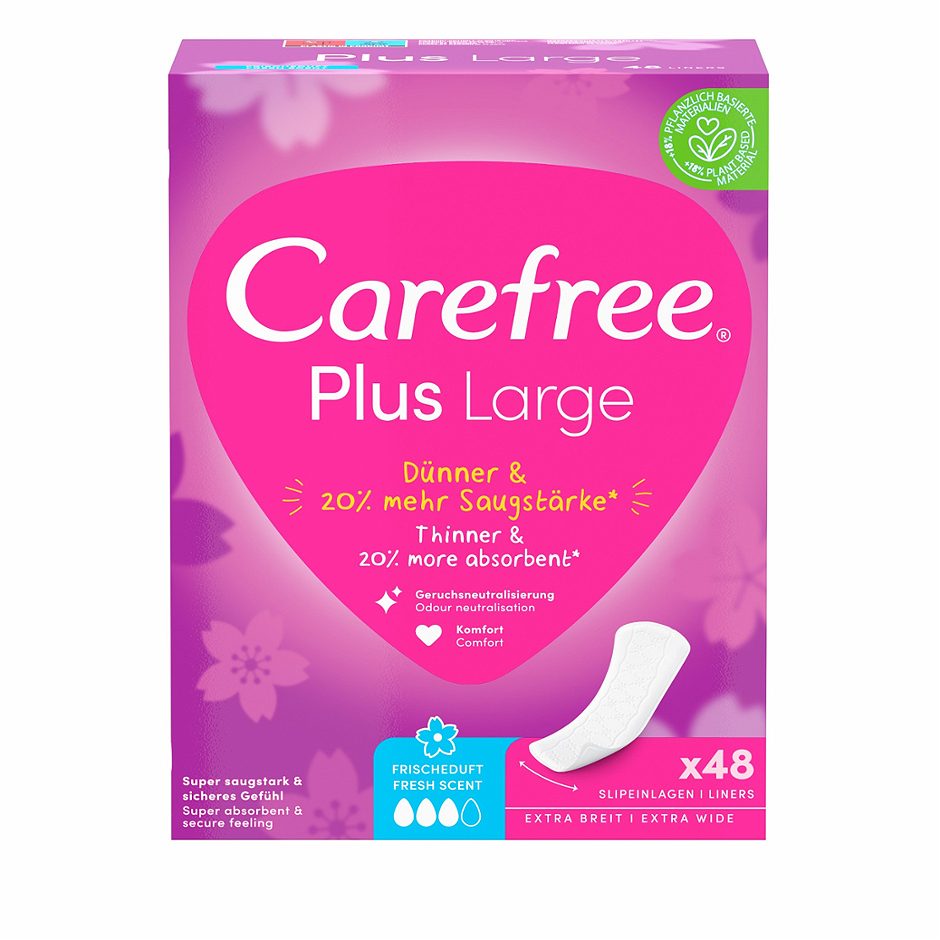 Carefree Plus Large Slipeinlagen Extra Breit / Frischeduft 48 Stück