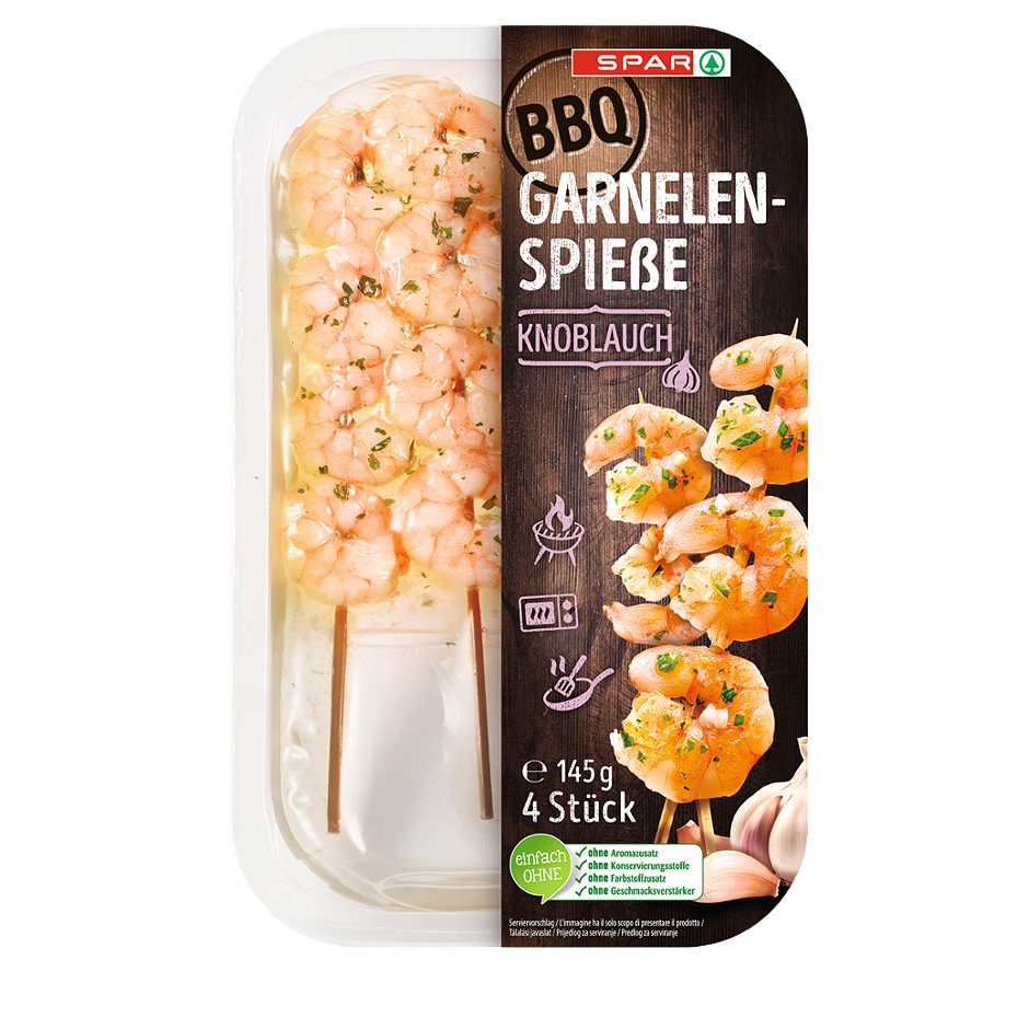 SPAR BBQ Garnelenspieße Knoblauch 145 G