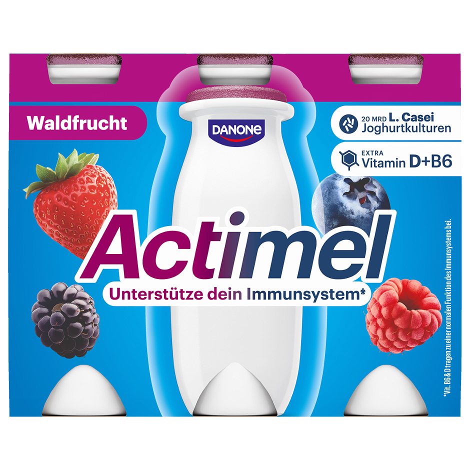 Danone Actimel Joghurt Drink Waldfrucht 6 x 100g 600 G EINWEG ohne Pfand