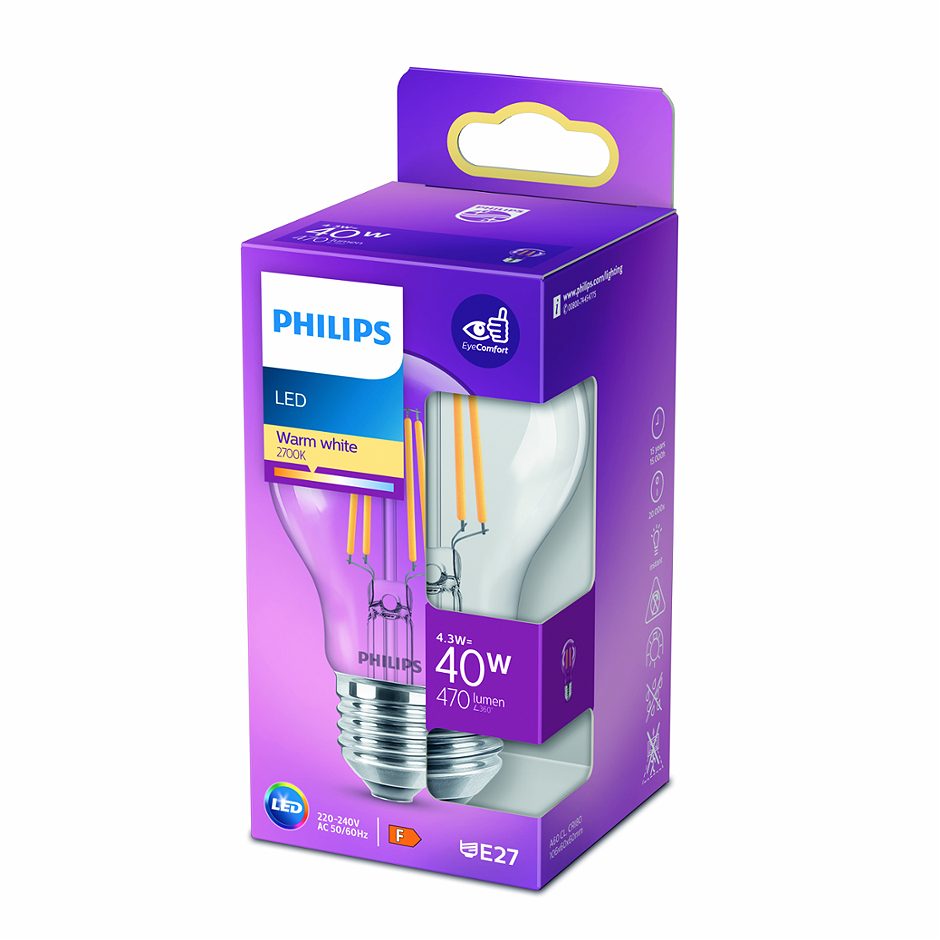 Philips LED Birne E27 40W klar