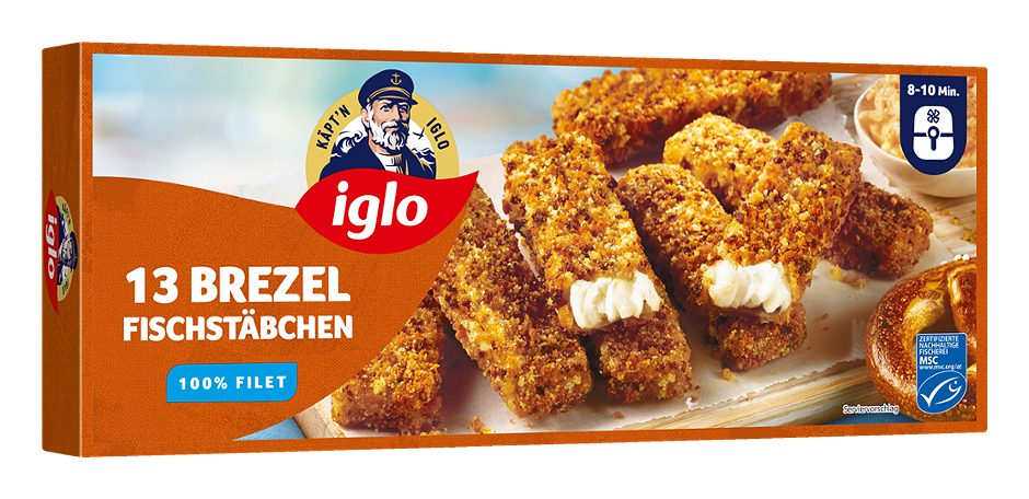 Iglo Käpt'n Iglo Brezel Fischstäbchen fangfrisch blitzgefroren 13 Stück 364 G